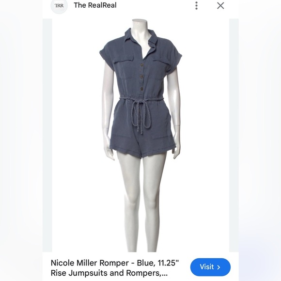 Nicole Miller linen lyocell romper ,XL, braided belt tie, button front,comfy - Picture 2 of 14